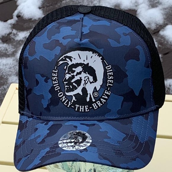 Blue Camo Diesel OTB Trucker Cap with Black Mesh - Picture 4 of 8
